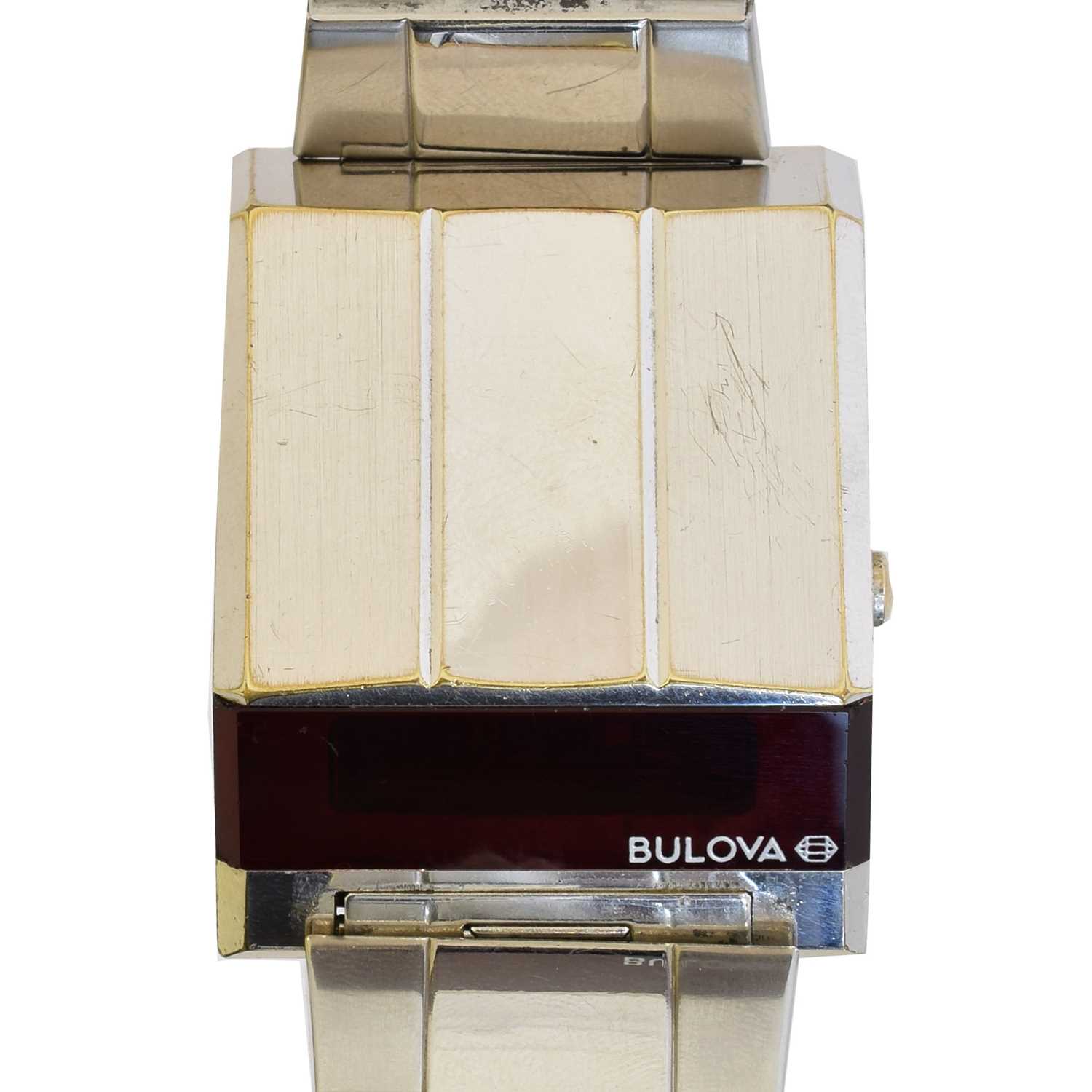 Lot 277 - A 1970s stainless steel Bulova N7 Computron digital wristwatch