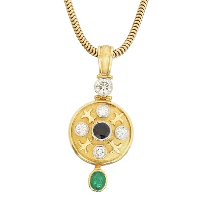 Lot 68 - A diamond and gem-set pendant