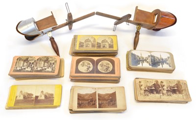 Lot 193 - Approximately 150 Photographic Stereoscope Viewing Cards and Two Viewers