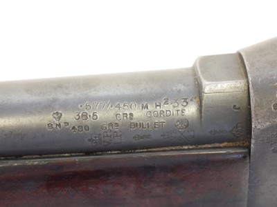Lot 81 - Enfield Martini Henry MkIV .577/450 rifle with nitro proofs.