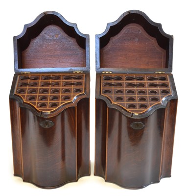 Lot 250 - Pair of George III Mahogany and Boxwood Strung Knife Boxes