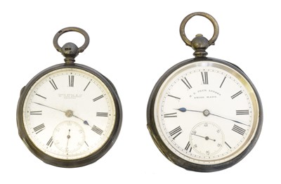Lot 138 - Two silver open face pocket watches