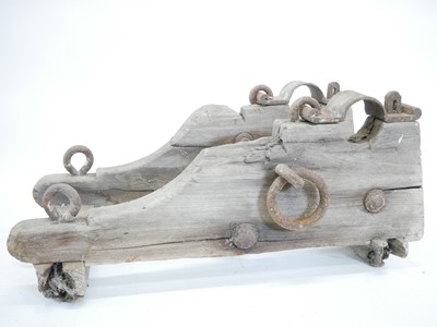 Lot 2 - Shipwreck cannon carriage, recovered in the 1950's from the 1950s North Wales coastline.