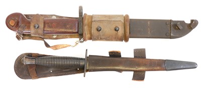 Lot 224 - Fairbairn Sykes dagger and an AKM / AK47 bayonet and scabbard.