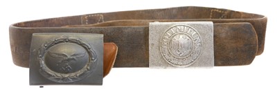 Lot 307 - German Third Reich army belt with buckle and a Luftwaffe buckle