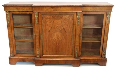 Lot 280 - Victorian Walnut and Ormolu Mounted Breakfront Credenza