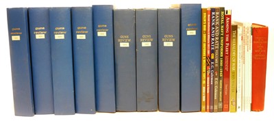 Lot 330 - Guns Review and Gun Report magazines in binders, various Naval reference books.