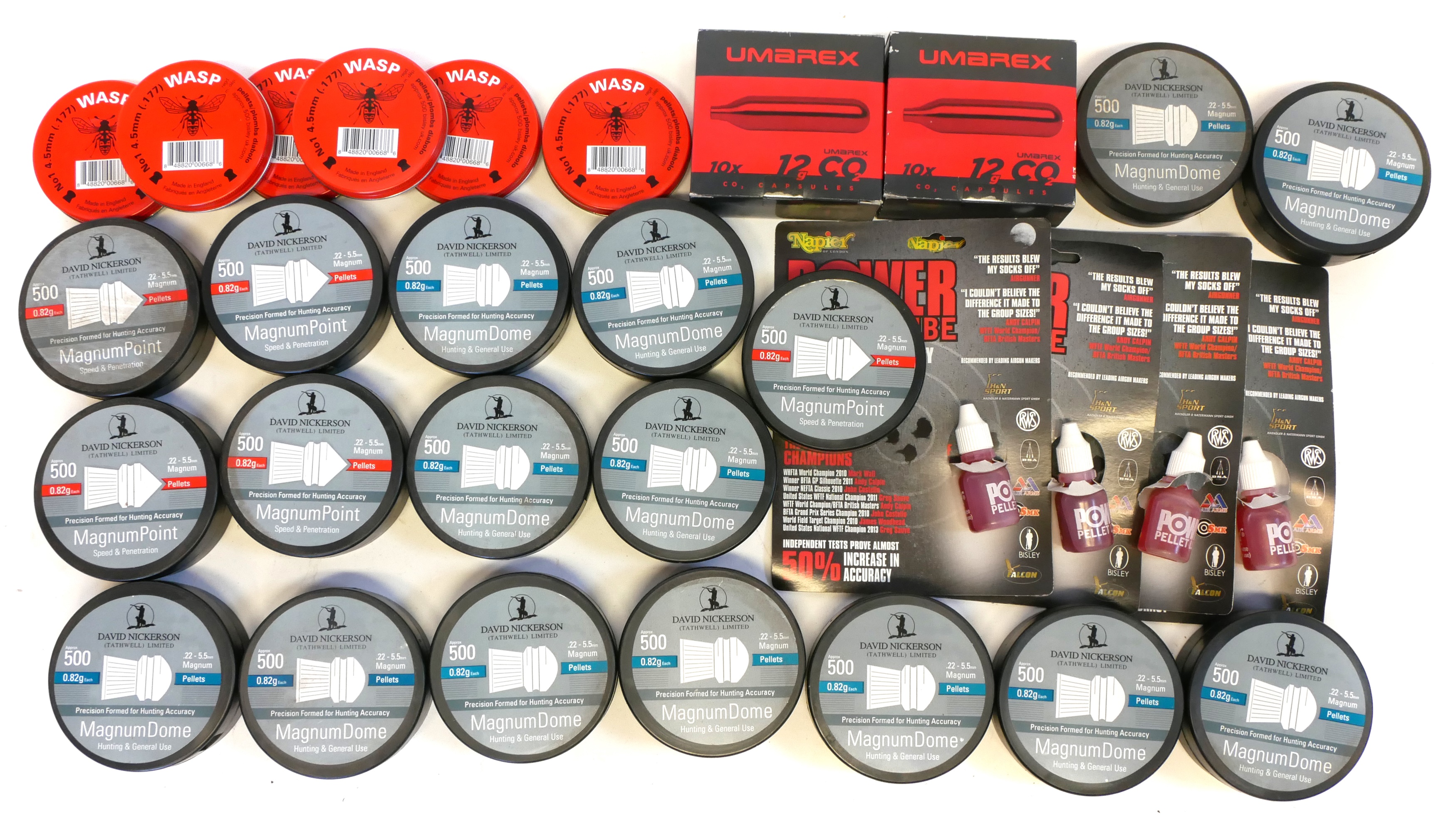 Lot 524 Air gun pellets, CO2 capsules etc
