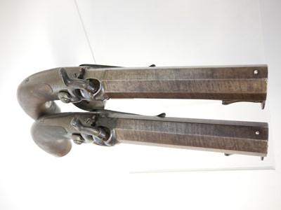Lot 4 - Near pair of percussion 11 bore belt pistols by Basset of Dublin