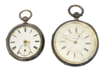 Lot 140 - Two silver open face pocket watches
