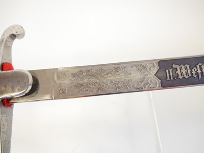 Lot 182 - Imperial German Officers mounted artillery sabre with etched blade