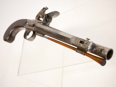 Lot 9 - Impressive Flintlock boxlock pistol with sprung bayonet.