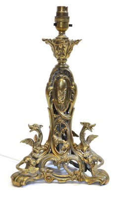 Lot 239 - Early 20th Century Brass Table Lamp with Dragons