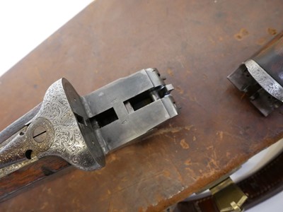 Lot 359 - The stock, action and leather case for a Horatio Jones 12 bore side by side shotgun. LICENCE REQUIRED