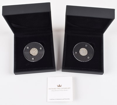 Lot 11 - Two Richard the Lionheart silver Deniers, boxed (2).