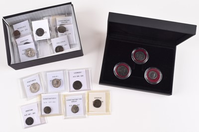 Lot 2 - One boxed set of three Roman Antoniniani  and assortment of other ancient coins.