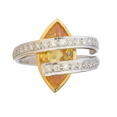 Lot 178 - A citrine and diamond dress ring