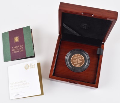 Lot 22 - 2020 Royal Mint, Gold Proof Fifty Pence, Brexit, the UK's Withdrawal from the European Union.