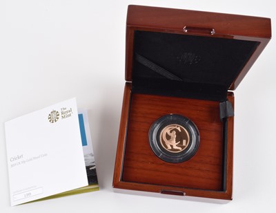 Lot 56 - 2019 Royal Mint, Gold Proof Ten Pence Coin, Cricket.