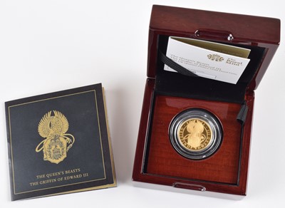 Lot 62 - The Queen's Beasts - The Griffin of Edward III, 2021 Gold Proof Quarter-Ounce Coin.