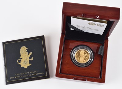 Lot 64 - The Queen's Beasts - The White Lion of Mortimer, 2020 Gold Proof Quarter-Ounce Coin.