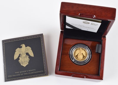 Lot 65 - The Queen's Beasts - The Falcon of the Plantagenets, 2019 Gold Proof Quarter-Ounce Coin.