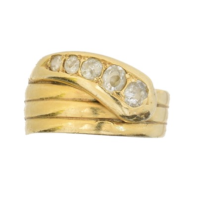 Lot 184 - An 18ct gold Victorian diamond snake ring