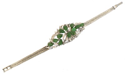 Lot 11 - A jade and diamond bracelet