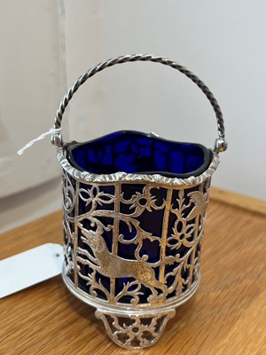 Lot 25 - A George III silver and blue glass cream pail