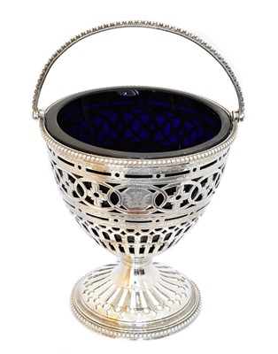 Lot 59 - A George III silver and blue glass cream pail