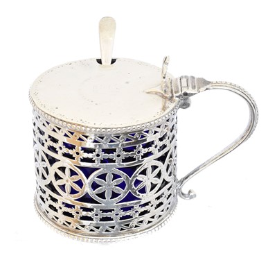 Lot 26 - A George III silver and blue glass mustard pot