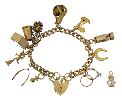 Lot 55 - A 9ct gold charm bracelet