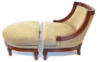 Lot 20th century upholstered loveseat and footstool