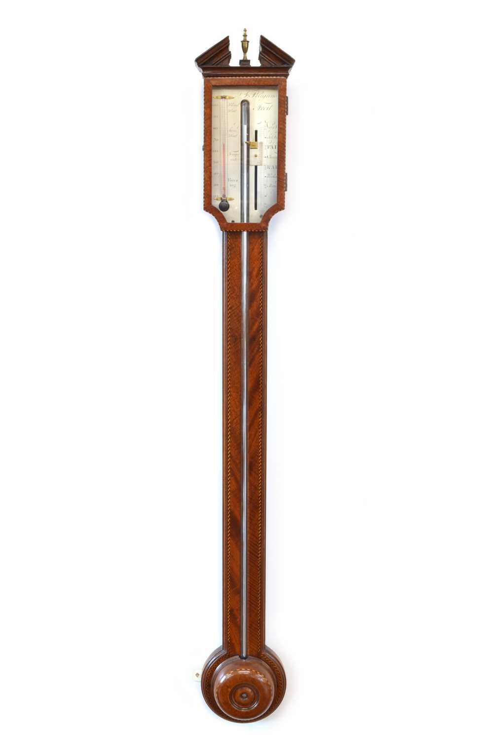 Lot Early 19th century mahogany stick barometer by Francis Pelegrino