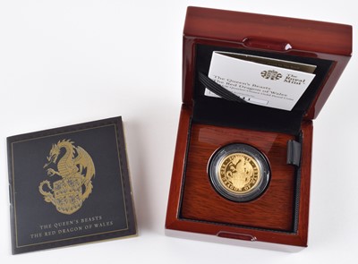 Lot 68 - The Queen's Beasts - The Red Dragon of Wales, 2018 Gold Proof Quarter-Ounce Coin.