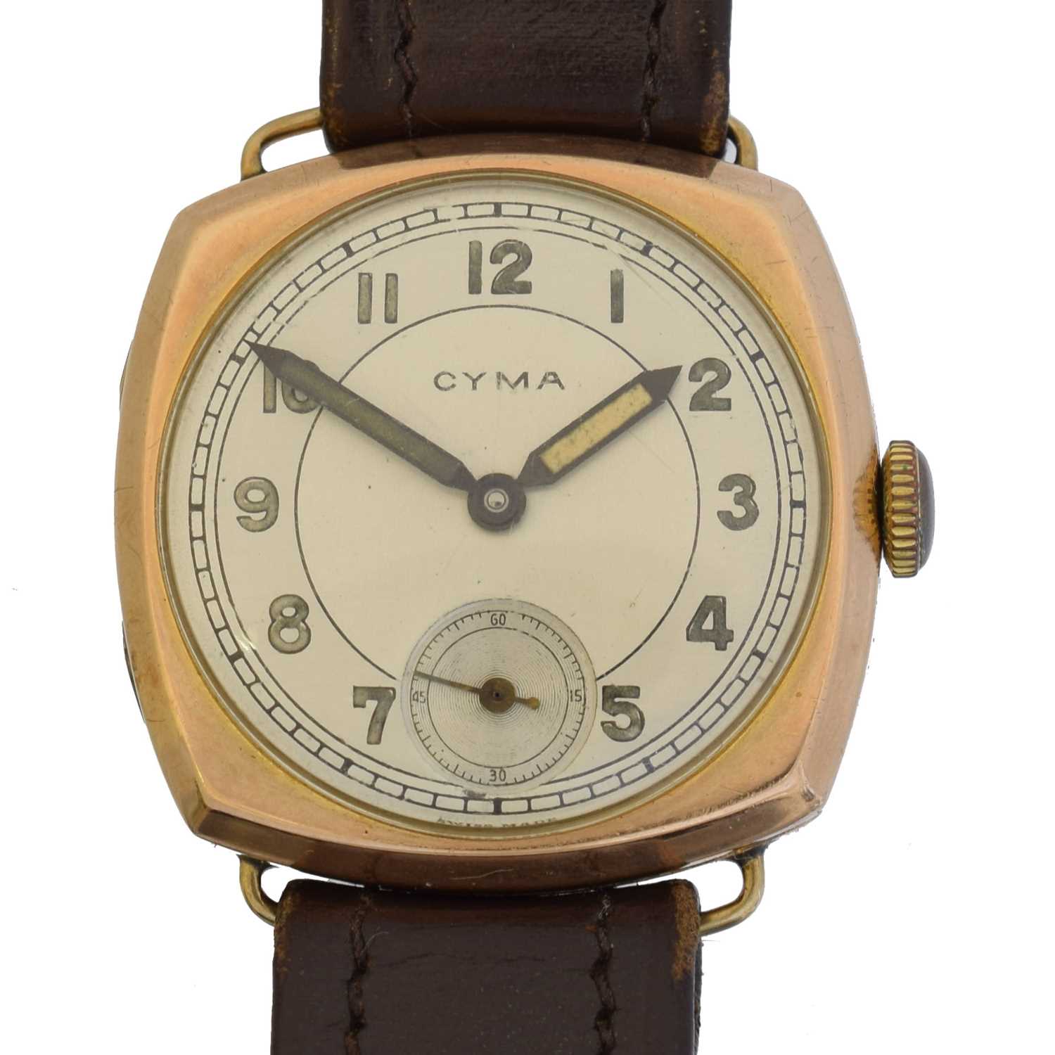 285 - A 1940s 9ct gold Cyma manual wind wristwatch,
