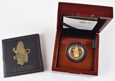 Lot 69 - The Queen's Beasts - The Lion of England, 2017 Gold Proof Quarter-Ounce Coin.