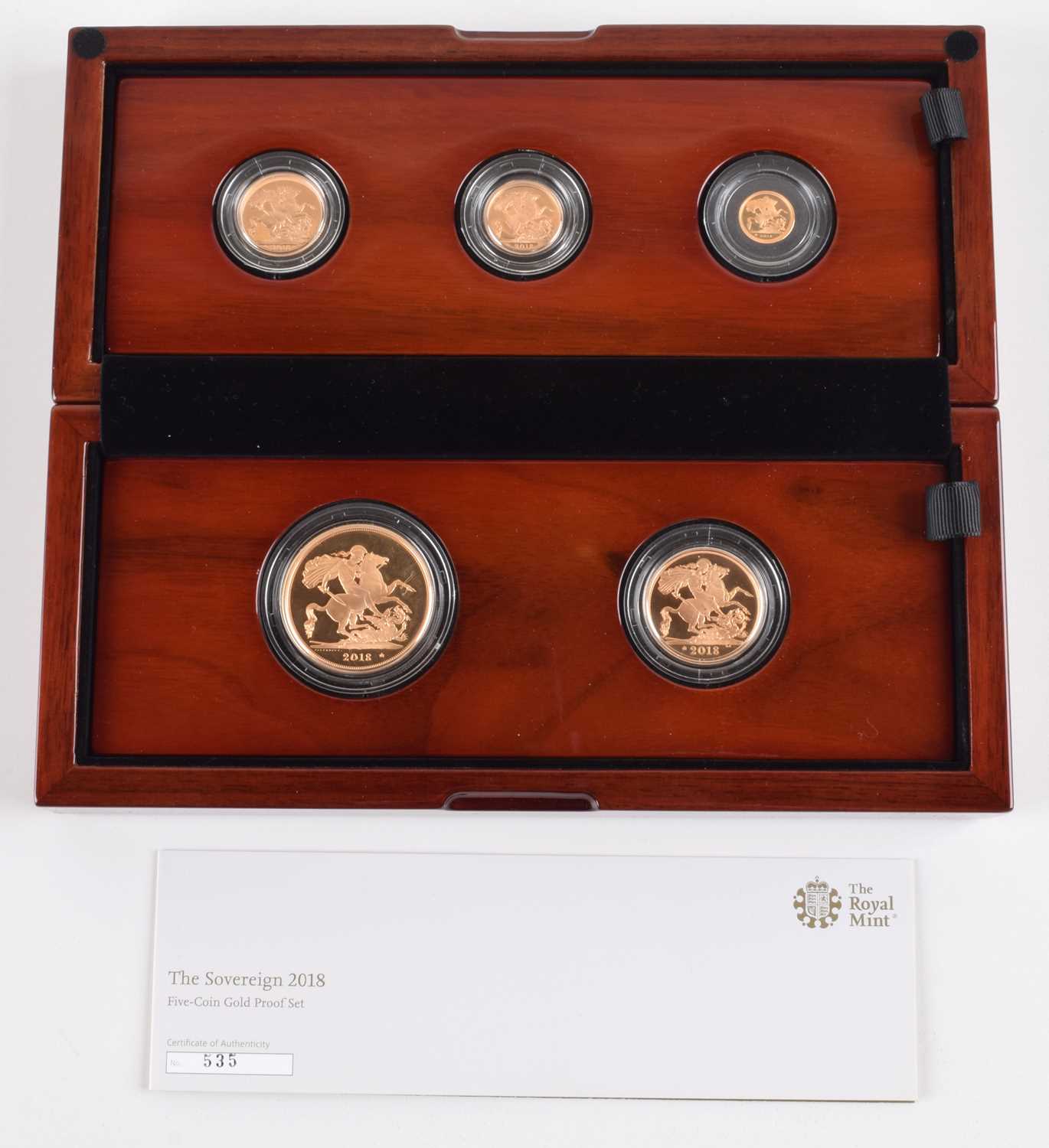 Lot 82 - Elizabeth II, United Kingdom, 2018, The Sovereign Five-Coin Gold Proof Set, Royal Mint.
