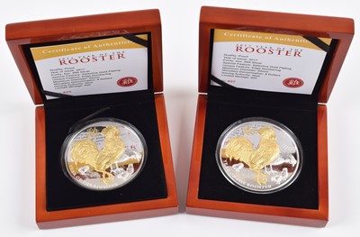 Lot 33 - Two cased 2017 Year of the Rooster 5oz Silver Coins (2).