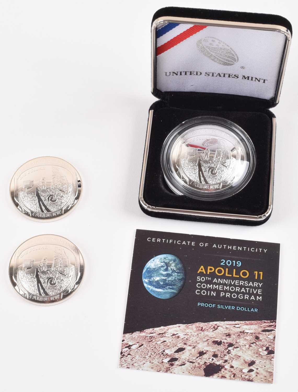 Lot 23 - Three US 2019 Apollo II Silver Dollars (3).