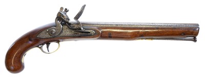 Lot 17 - Flintlock long barrel dragoon type pistol