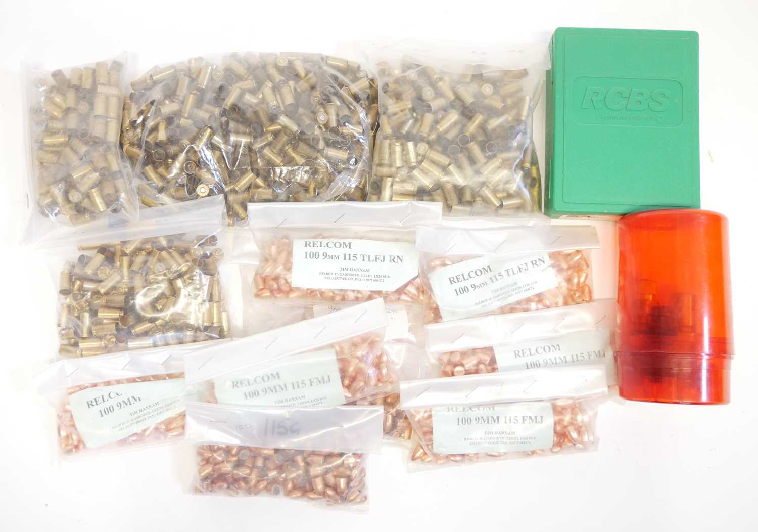 Lot 433 - 9mm Luger reloading supplies and dies LICENCE REQUIRED