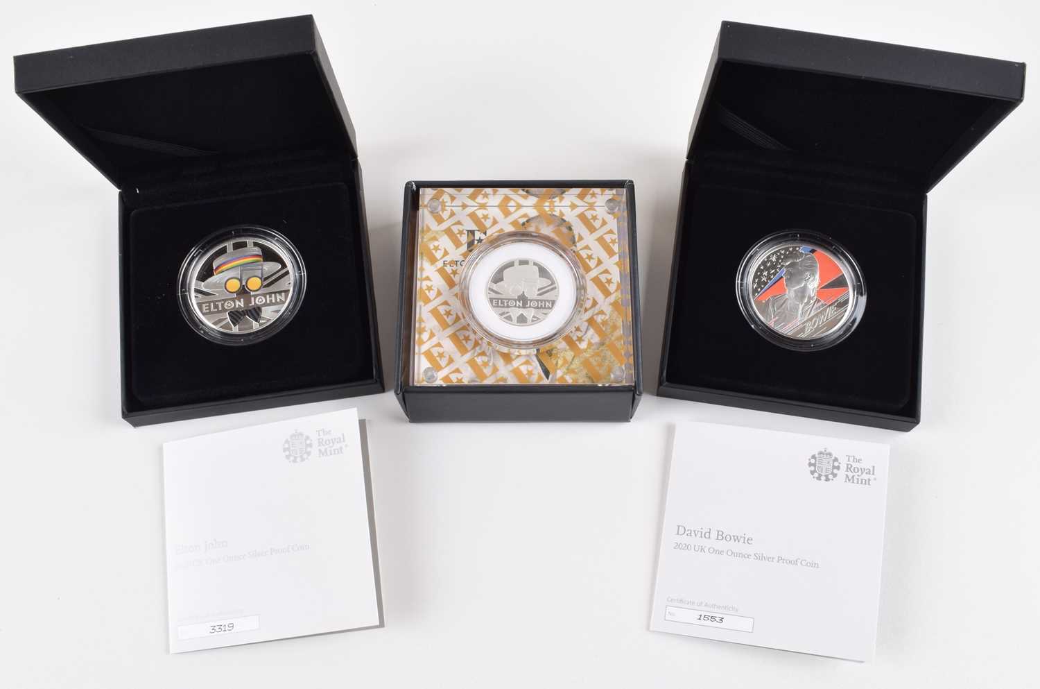 Lot 27 - Three Music Legends Silver Proof Coins (3).