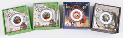 Lot 39 - Four Wallace and Gromit, Gruffalo and Iguanodon Silver Proof with Colour Coins (4).