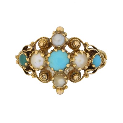 Lot 190 - A Georgian turquoise and pearl dress ring