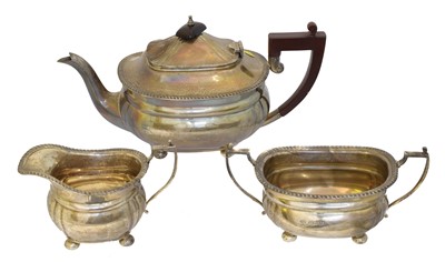 Lot An Elizabeth II silver three piece tea set
