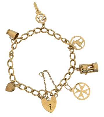 Lot 59 - A 9ct gold charm bracelet
