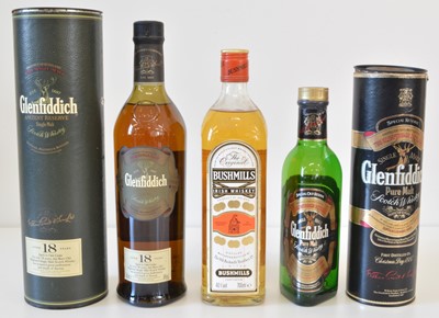 Lot 122 - Collection of Glenfiddich Speyside Malt & Bushmills Irish Whiskey