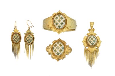 Lot 69 - A suite of Victorian emerald and enamel jewellery