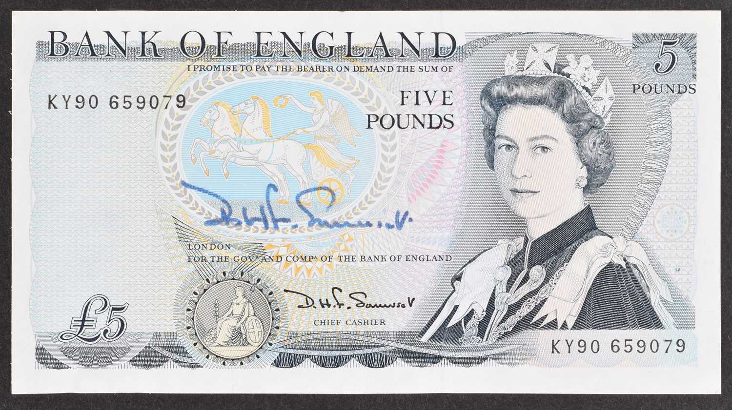 Lot 147 - A Hand-Signed Series "D" Pictorial Issue (June 1980), Five Pounds banknote.